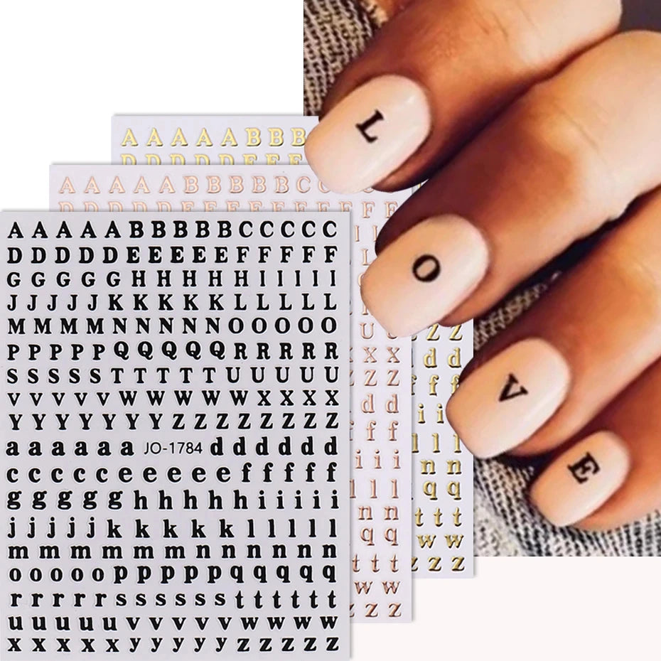 1pcs Small 26 Alphabet Letter Number Sticker Roman Letter Nail Stickers Uppercase Lower Case English Letter Design Stickers DIY