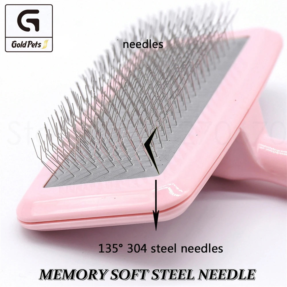 Pet Grooming Comb Shedding Hair Remover Light Handle Soft Needle Brush Slicker Massage Cleaning Tool Open-Knot Cat Pets Supplies
