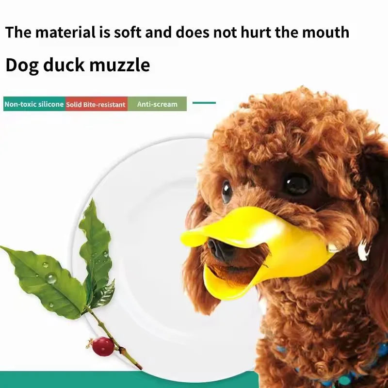 Silicone Soft & Safe Dog Muzzle - Anti-Biting, Anti-Barking, for Small to Medium Dogs,Anti-Bark Device,Duck-Bill Design