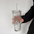 NEW Large-capacity glass cup, high appearance value, straw cup, with lid, suitable for iced Americano, latte, and juice