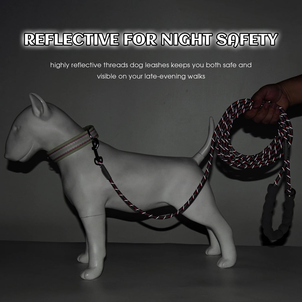 1.2M/1.8M/3M/5M Long Reflective Dog Leash Pet Lead for All Size Dogs Small Medium Large Breeds Reliable Pet Accessory