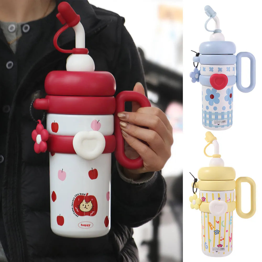 920ML Insulated Thermos with Handle Stainless Steel Thermos Coffee Cup Handheld Large Capacity Sports Water Kettle Car Cups