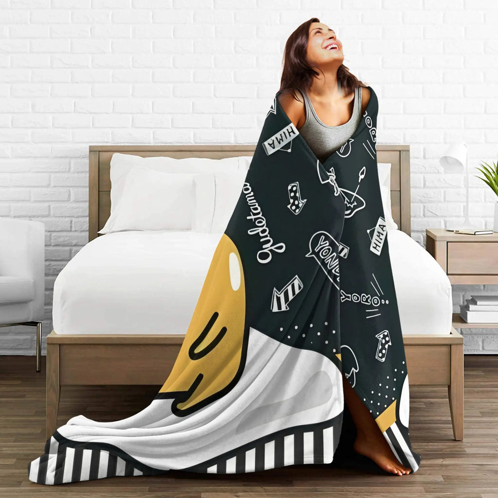 Gudetama  Cartoon Lazy Egg  Blanket Fleece All Season  Breathable Lightweight Throw Blankets for Sofa Office Quilt