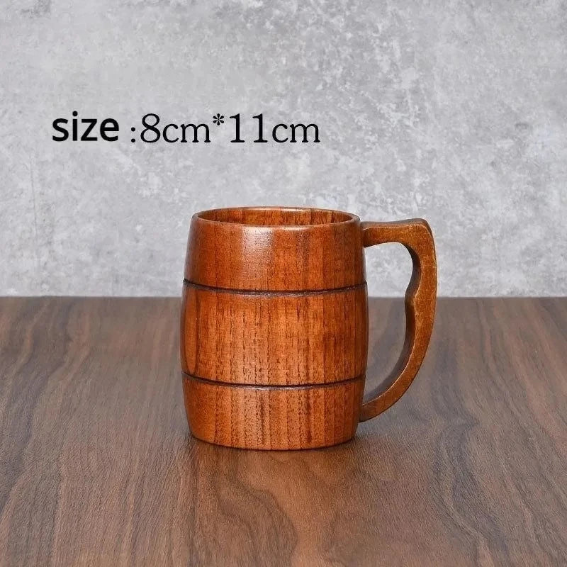 Wooden Beer Cup Jujube Sour Wood Big Capacity Beer Tea Coffee Water Cup Wooden Barrel Beer Mug Kitchen Bar Drinkware