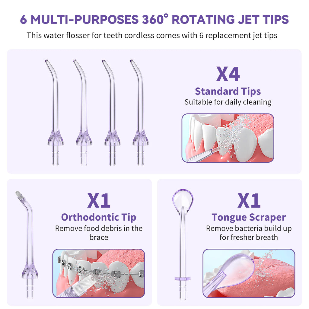 SEJOY Dental Oral lrrigator for Men Women Teeth Cleaner Portable Dental Water Flosser 4 Modes IPX7 Mouth Washing Machine