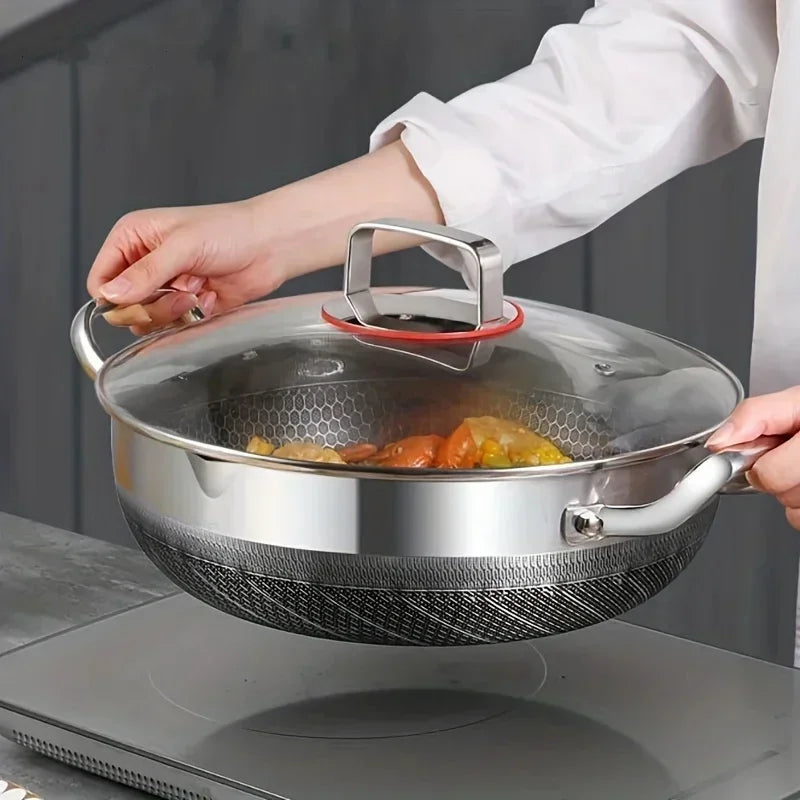 316 Stock Pot Pan Stainless Steel Frying Pan Food Grade Non Stick Pan Honeycomb Pot Bottom Induction Cooker Gas Stove General