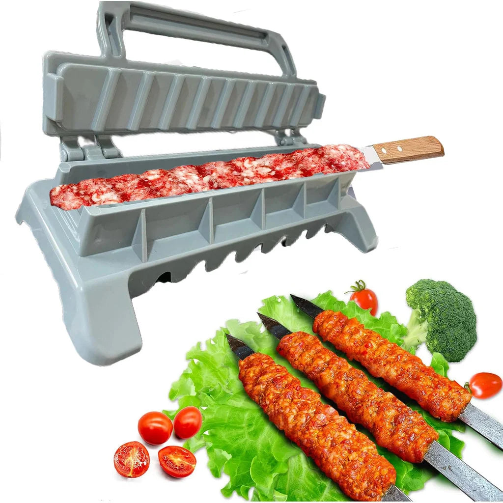 50cm Wide No-Wood Handle Flat Stainless Steel BBQ Skewers Shish Kebab Turkish Persian Grills Koubideh Iranian Brazilian European