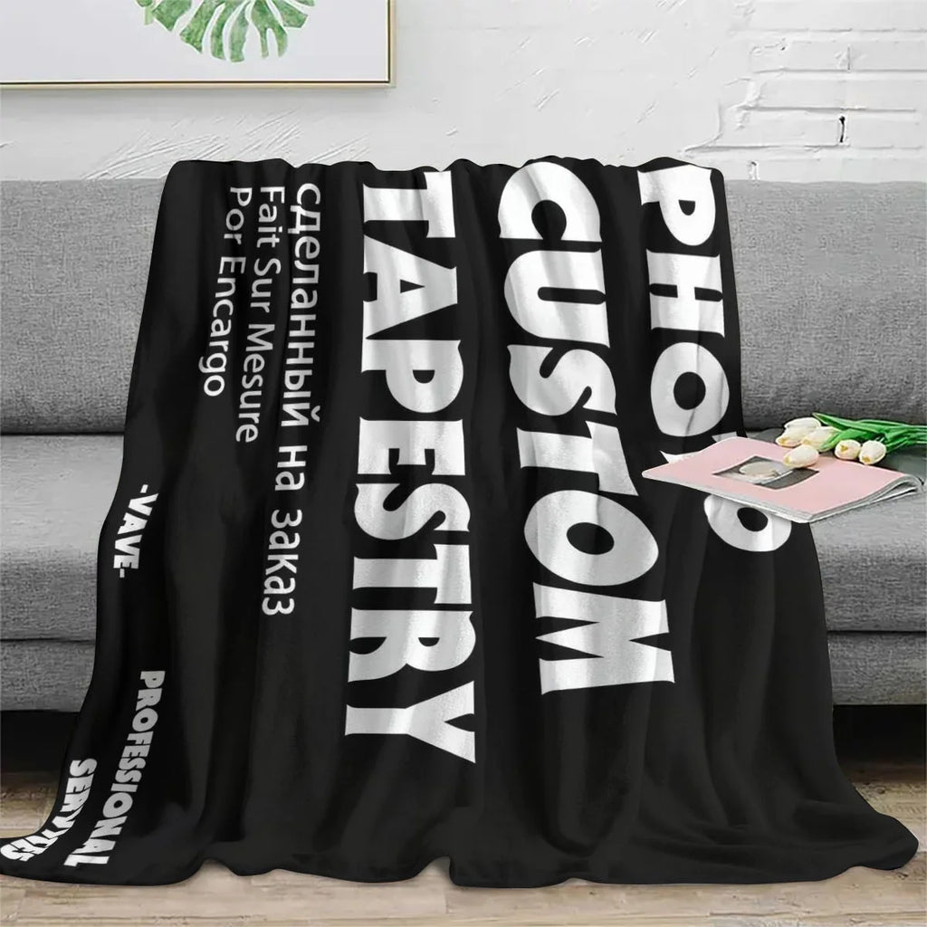 Custom Personalized Winter Thick Flannel Blanket Soft Warm Plush Fleece Photo Blanket with Your Picture Cozy Sherpa Throw for Co
