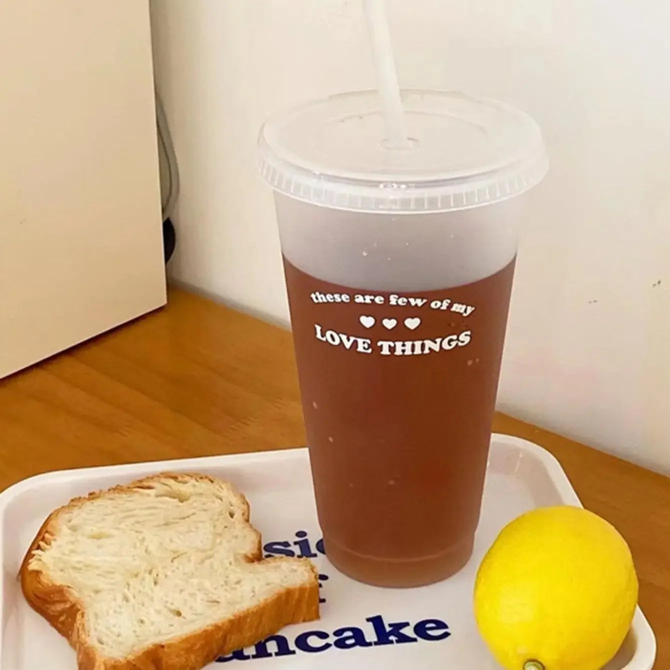 1pc-480ml/700ml Cute Water Bottle Summer Coffee Cup Plastic Straw Cup Large Capacity Handy Cup Portable Reusable Drinking Bottle