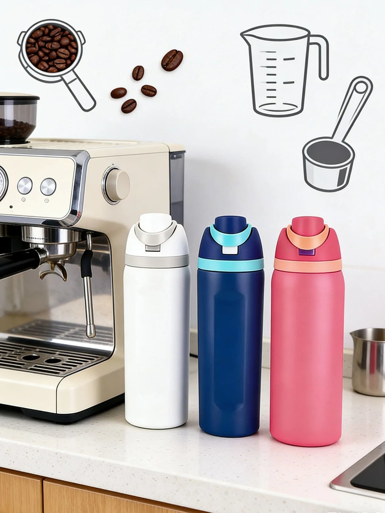 304 stainless steel insulated cup, dual-purpose fruit cup, sports climbing portable large-capacity handheld flip cup