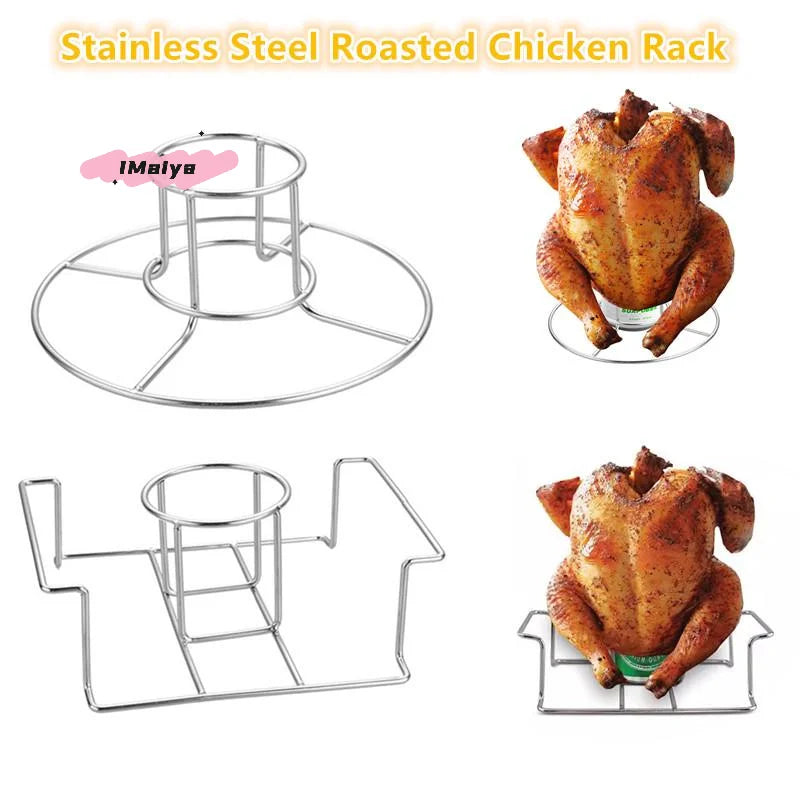 Non-Stick Chicken Roaster Rack Food Grade Stainless Steel Vertical Chicken Holder for Barbecue Cooking Kitchen Accessory