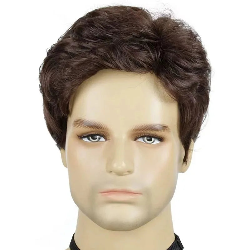Synthetic Short Straight Wig Black Wigs for Men Natural Hair With Bangs Daily Cosplay Wig ﻿