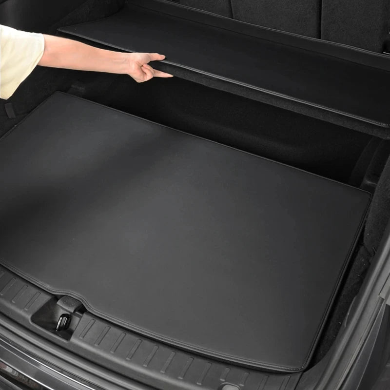 For Tesla Model Y Model 3 Highland Leather Trunk Mats Rear Seat Back Protector Pad Backrest All Weather Liner Pet Anti-kick Pad