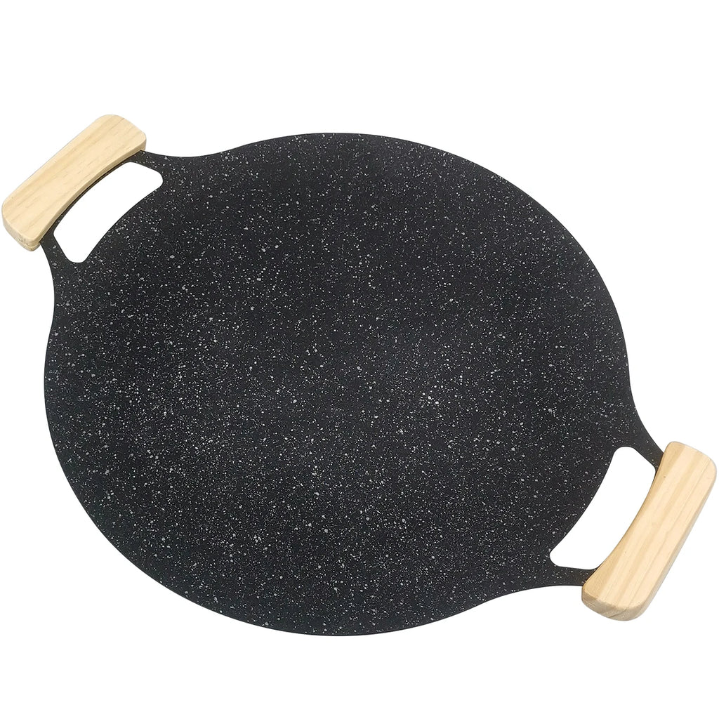 Korean Style Maifan Stone Non-Stick BBQ Grill Pan 12.6 Inch, Smoke-Free, Heat-Resistant Handle, Oil Drip Channel, Compatible wit