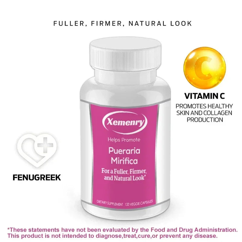 Pueraria Mirifica Capsules - Promote Breast Development, Relieve Menopausal Discomfort, Natural Herbal - 120 Capsules