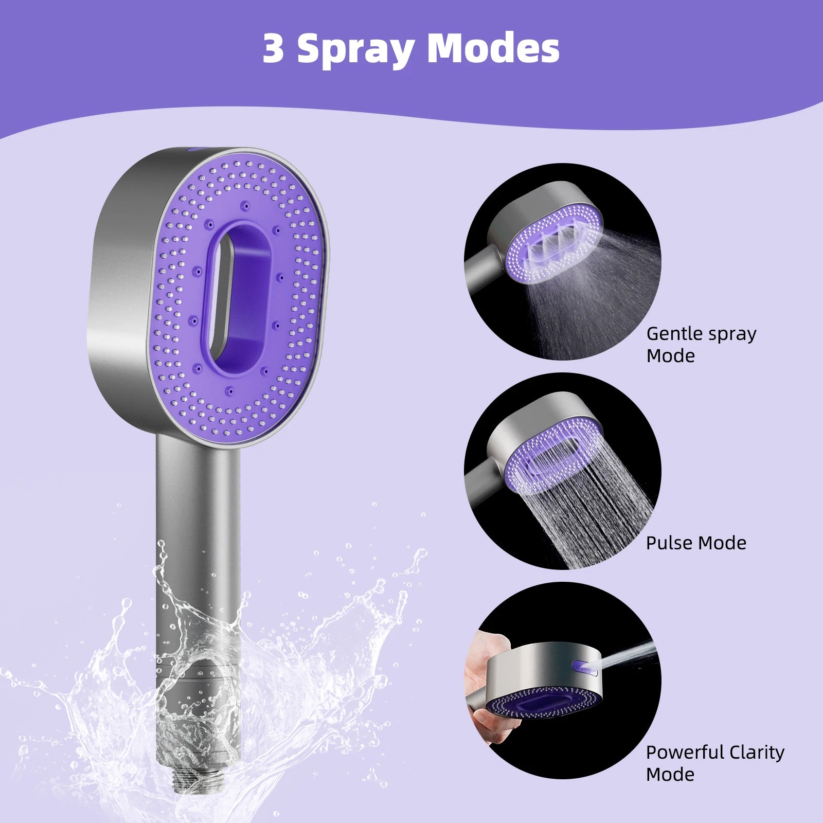 Shower Heads with Handheld 3 Spray Combo, High Pressure Shower Head, Detachable Filtered Shower Head for Hard Water