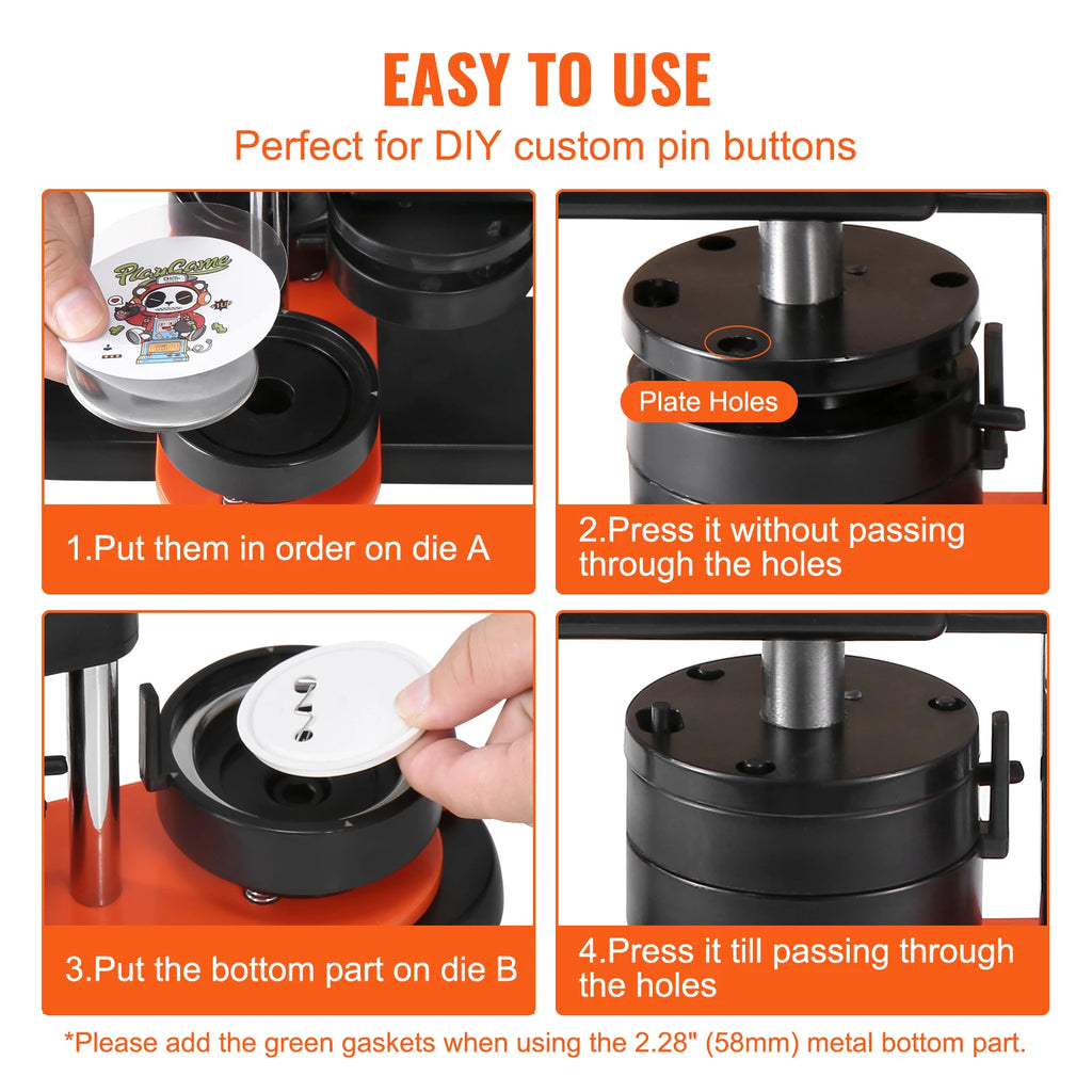 SucceBuy Button Maker 25/32/58 Pin Maker with Button Parts Ergonomic Arc Handle Punch Press Kit Button Maker Machine