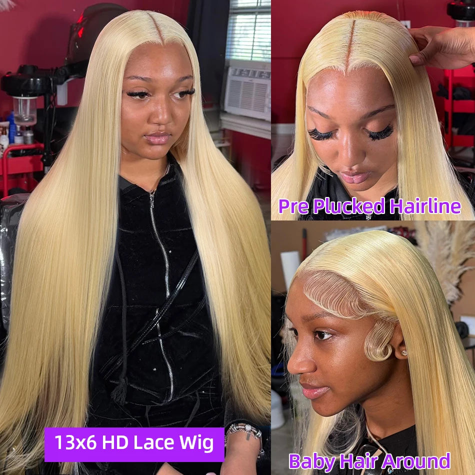 Pretty Diary 613 13x6 HD Lace Frontal Wig Brazilian Colored Honey Blonde Bone Straight Lace Front Human Hair Wigs High Density