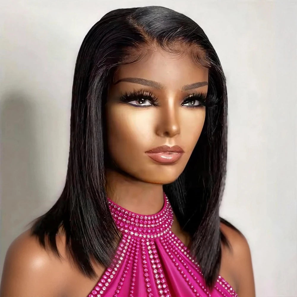 Vietnamese Silky Straight Short Bob Lace Front Wig for Women 100 Human Hair Wig Glueless Braided Hd Lace Frontal Wig 250 Density