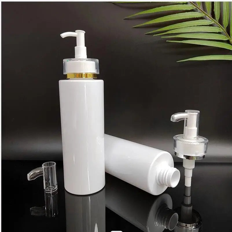 10pcs/lot 100-500ml  White PET Refillable Bottle For Liquid Makeup Plastic Pump Bottle For Lotion Shampoo Containers