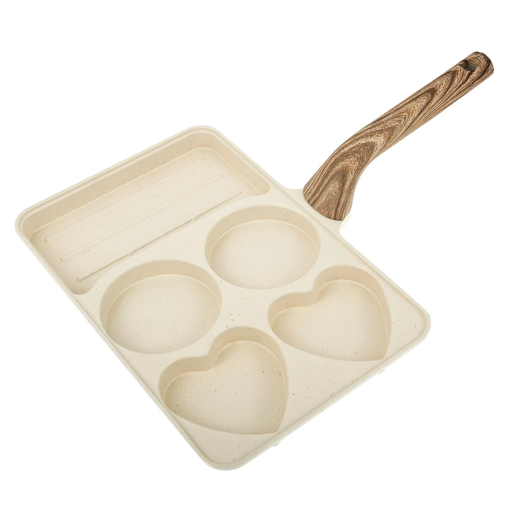 Maifanstone 5 in 1 Non Stick Egg Frying Pan Rapid Heating Omelette Frying Pan with 5 Compartment Uniform Heating for Breakfast
