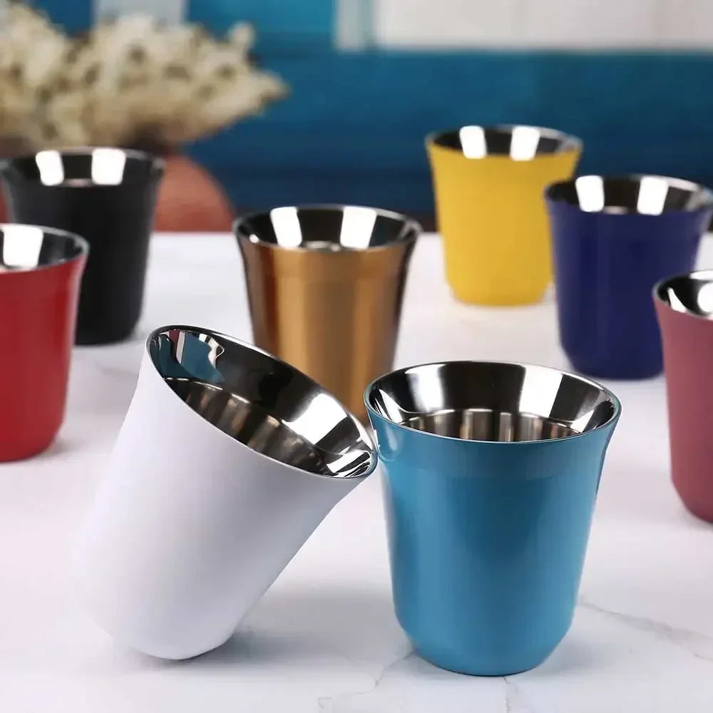 304 Stainless Steel Espresso Mugs 80ML160ML Coffee Cups Insulated Double Wall  Safe Small Capacity