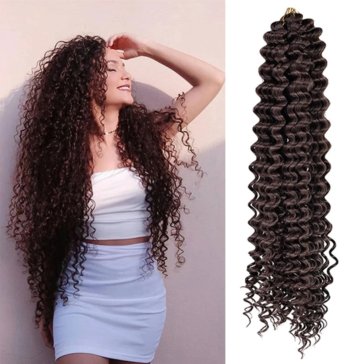 Long Deep Wave Braiding Hair 28 Inch Ocean Wave Crochet Hair Synthetic Deep Curly Crochet Hair Extensions For Black Women