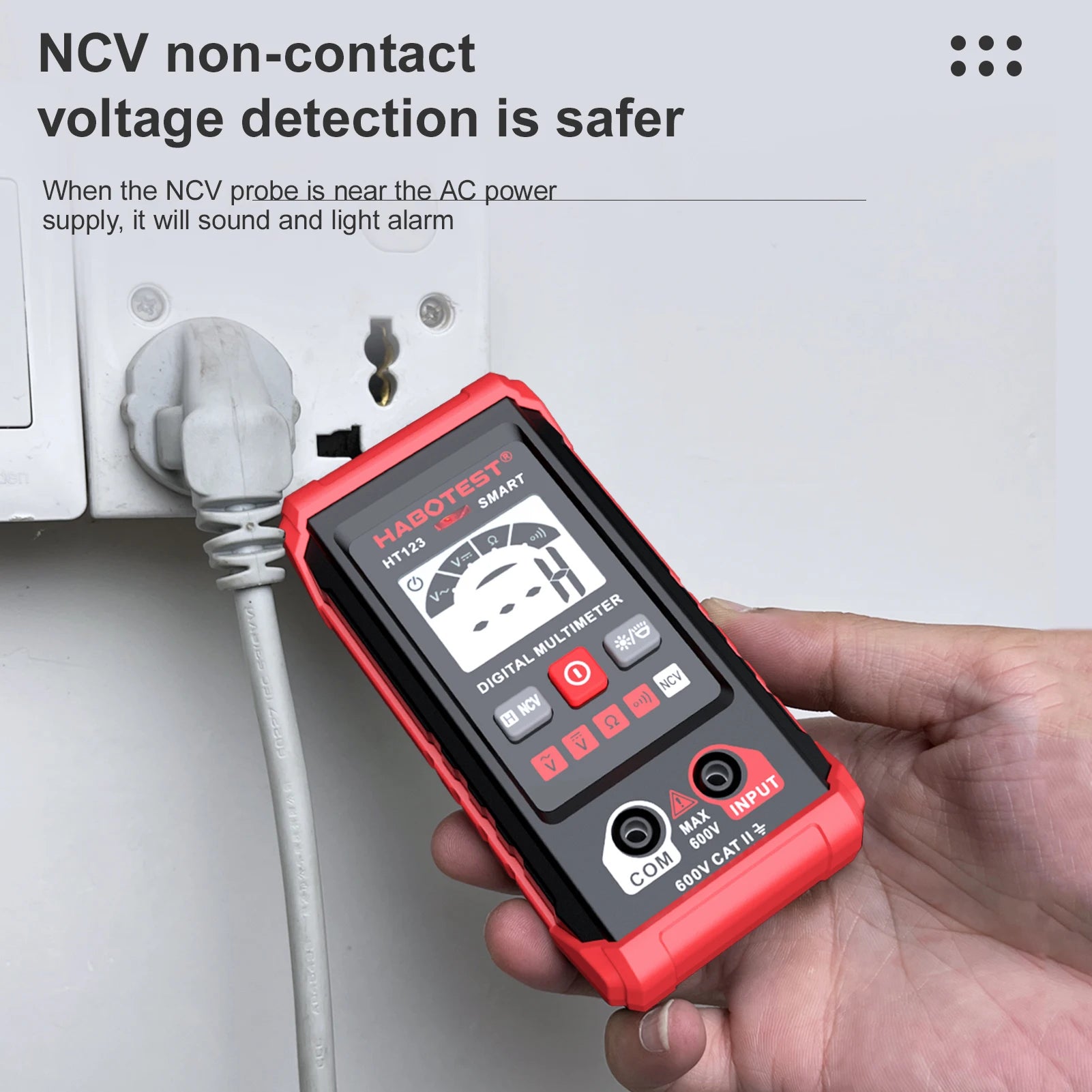 HT123 Digital Multimeter Auto Range Multi-meter 2,000 Counts True RMS Measuring AC/DC Voltage Resistance NCV Test