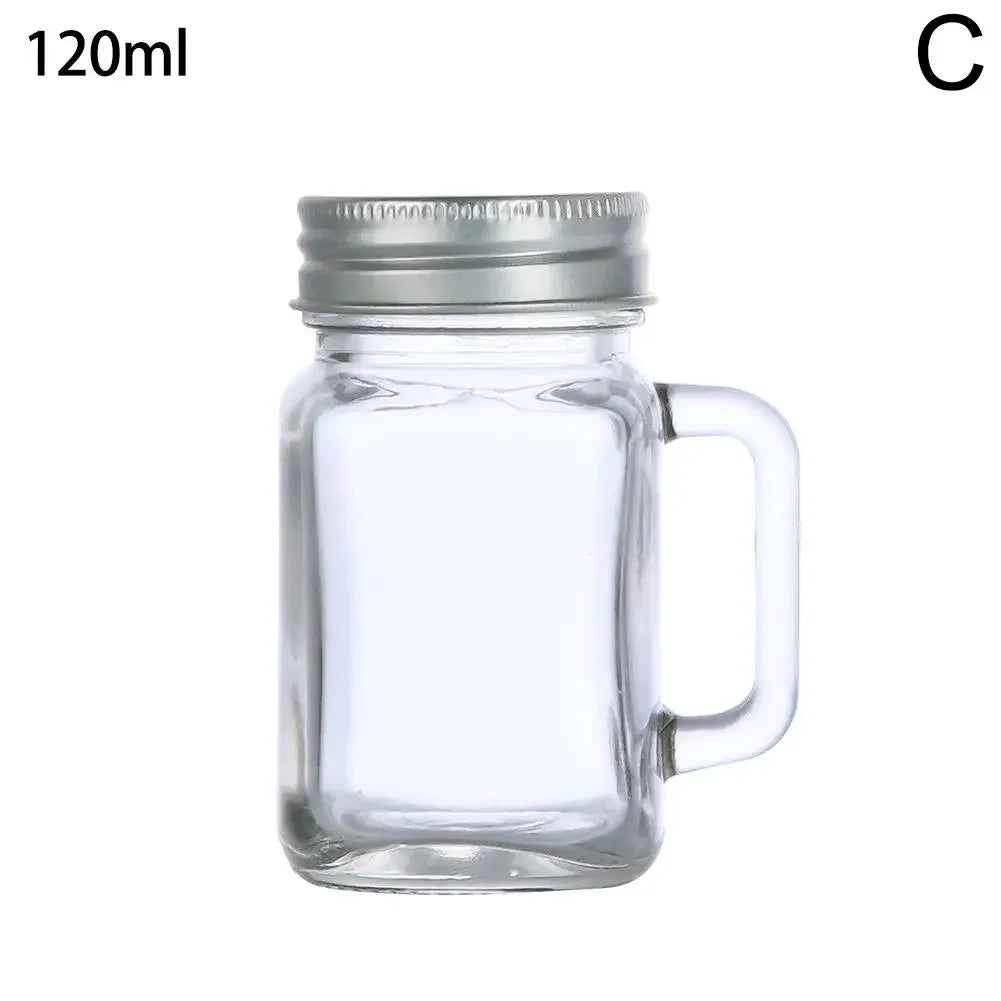 40ml/60ml/120ml Small Sealed Jar With Lid Portable Handle Cup Glass Bottle Leakproof Glass Water Bottle For Milk Coffee Gla X9j0