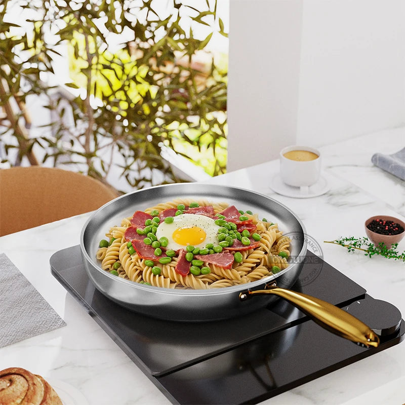 316 Stainless Steel Frying Pan Steak Pot Uncoated Kitchen Wok Non-stick Skillet Fried Steak For Gas Stove Induction Cooker
