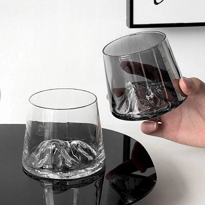 1/2pcs Mountain Glass Cup Whiskey Glass Transparent Guanshan Water Cup Beer Wine Bottle Milk Coffee Mug Aesthetic Cup