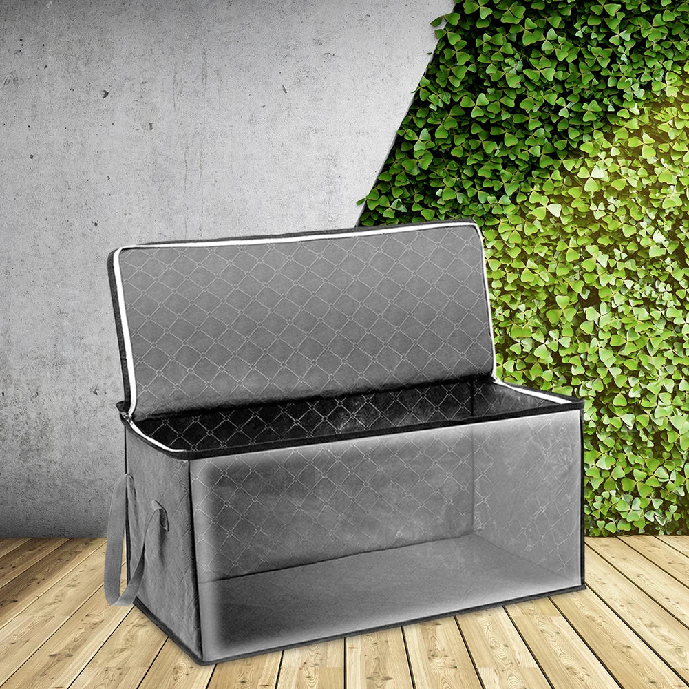 Non-woven Storage Bag Foldable Quilt Clothes Storage Bag Large Capacity Clear Window Wardrobe Clothing Organizer Sorting Box Bin