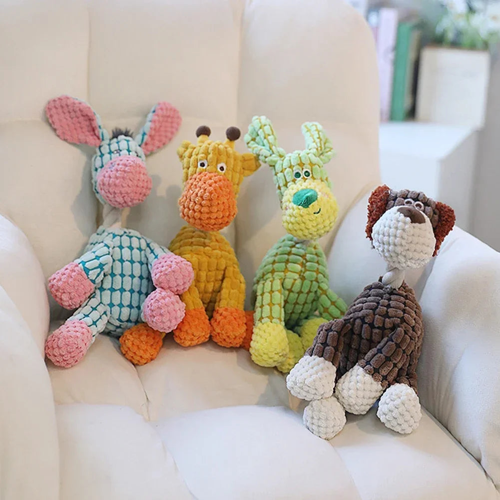 Cartoon Puppy Plush Dog Toy Chew Squeak Teething Toy for Small Dogs Pet Accessories