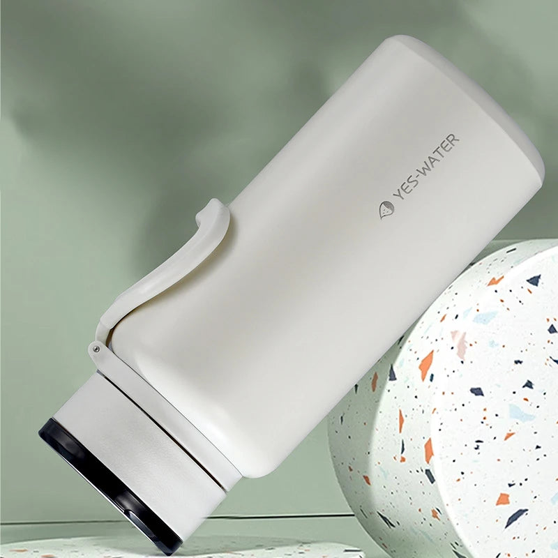 Vacuum Flask with Tea Infuser and Stainless Steel Filter Leak-Proof Tea KettleTravel Thermos Cup with Carrying Strap and Rope