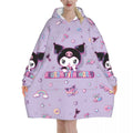 My Melody And Kuromi Blanket Hoodie Wearable Cute Cartoon Blanket Large with Pocket Warm Sleeping Bag Soft Cozy Onesie