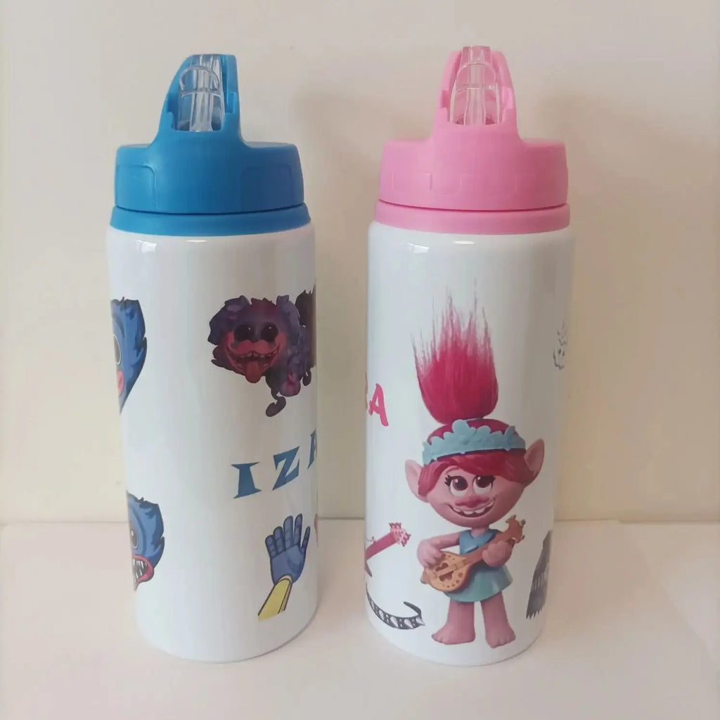 DIY Customized 600ML Bottle with Straw Colorful Print LOGO Photo Text for Kid Children School Travel Sport Portable Aluminium