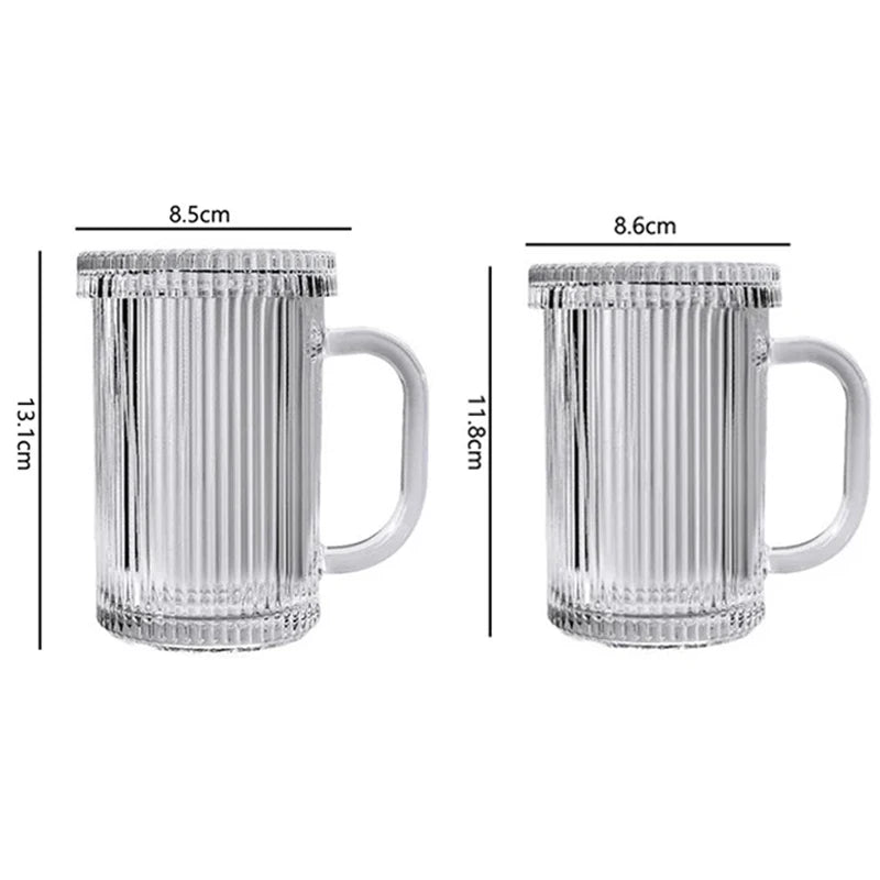 330ml/380ml Transparent Minimalist Style Milk Tea Cup with Lid and Handle Coffee Cup Household Glass Cup Special Christmas Gift