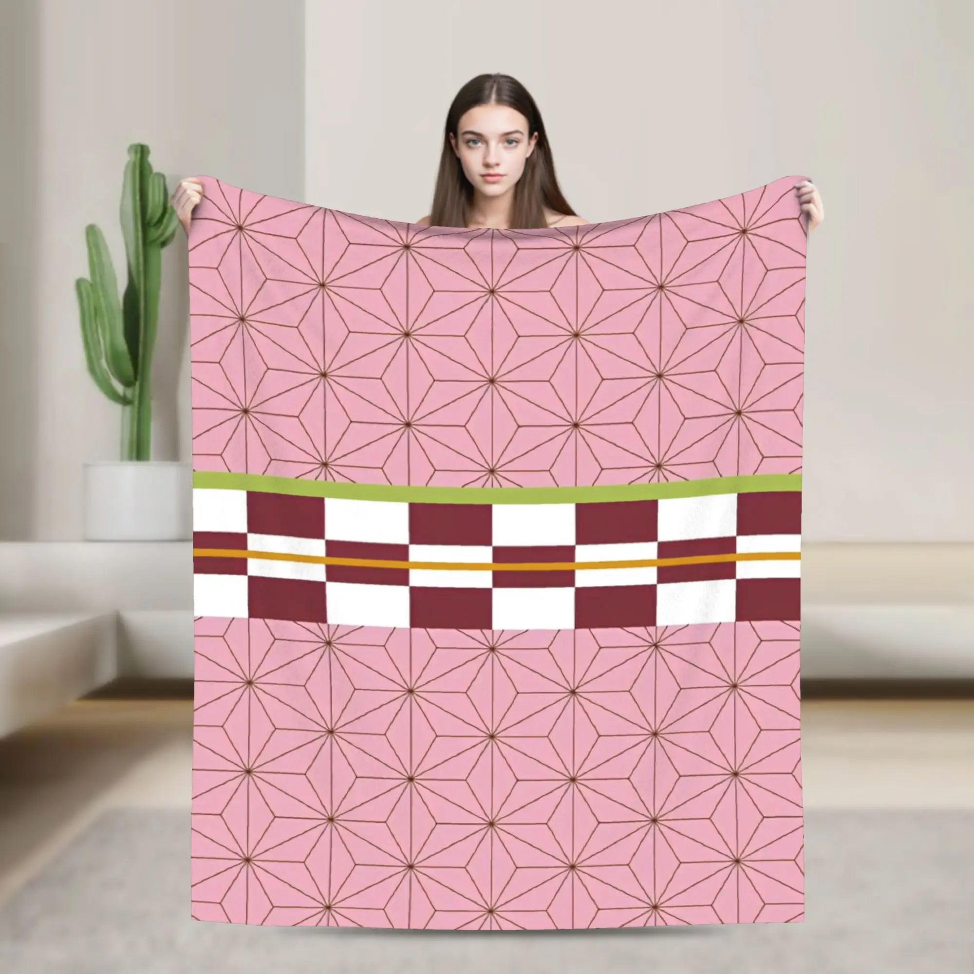 Kimetsu No Yaiba Kamado Nezuko Blankets Anime Fleece Funny Breathable Throw Blankets for Bedding Lounge Spring Autumn