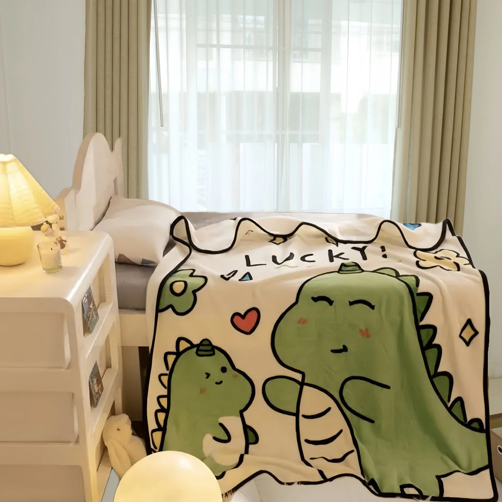 1Pc, Cartoon Flannel Blanket, Cute Animal Pattern Throw Blanket, Soft and Comfortable Sofa Bed Office Blanket, Small Throw Blanket, Nap Blanket, Birthday, Christmas, Halloween Gift