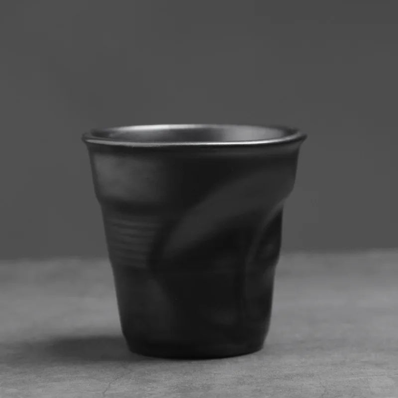 90/200 Ml Espresso Cup Cross-border Creative Retro Coarse Pottery Hand Pleated Latte Cup in Antique Ceramic Teacup Kitchen Tools
