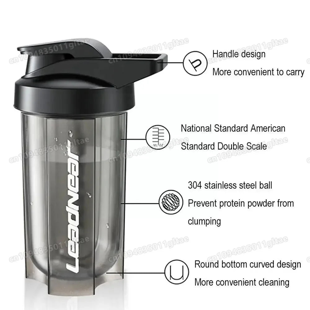 500ML Portable Protein Powder Shaker Bottle Leak Proof Water Bottle For Gym Outdoor Fitness Training Sport Mixing Cup With Scale