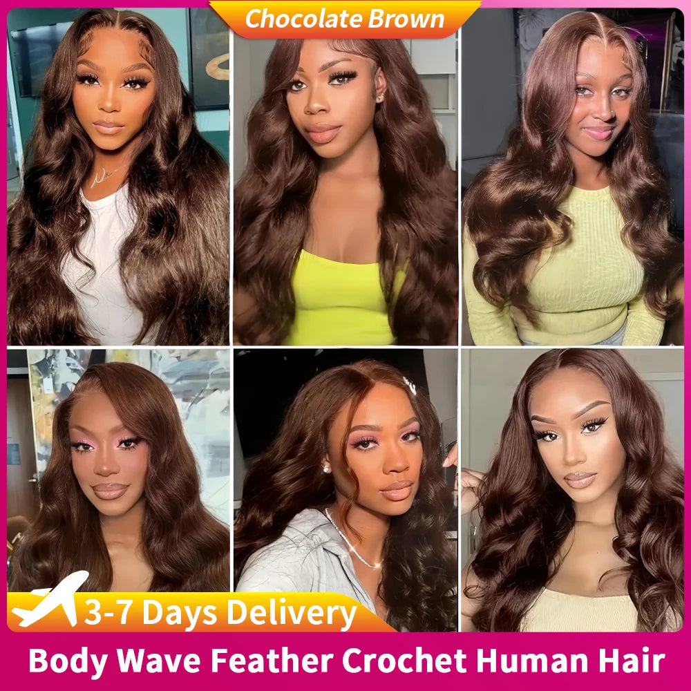 12A Human Crochet Hair Body Wave Bundles Human Hair For Women Knotless Pre-Separated #27 Honey Blonde Feather Crochet Human Hair