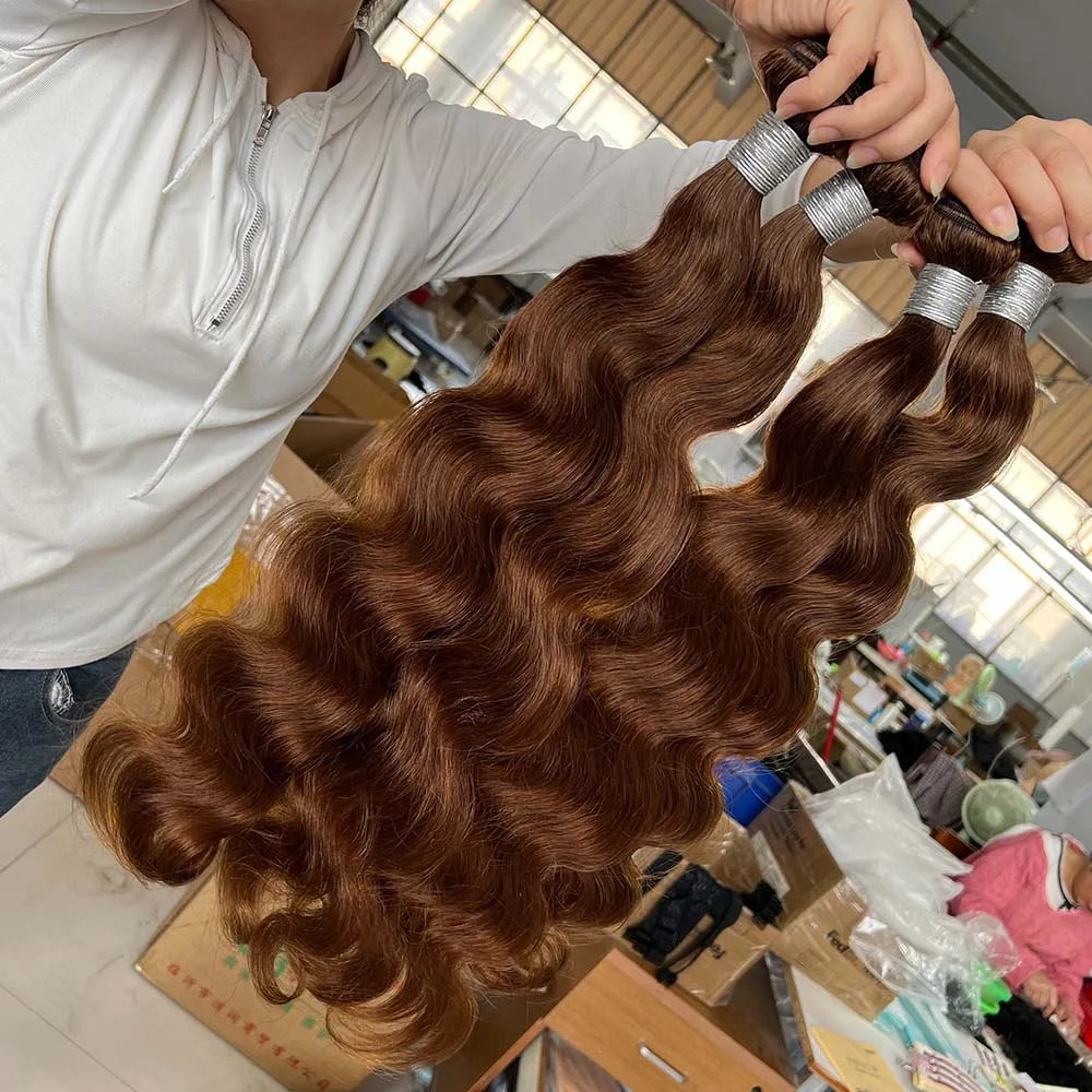 #4 Chocolate Brown Body Wave 10-30 Inch Honey Blonde Bundles Human Hair #4 Colored Brazilian Hair Weave Bundles Women Raw Hair