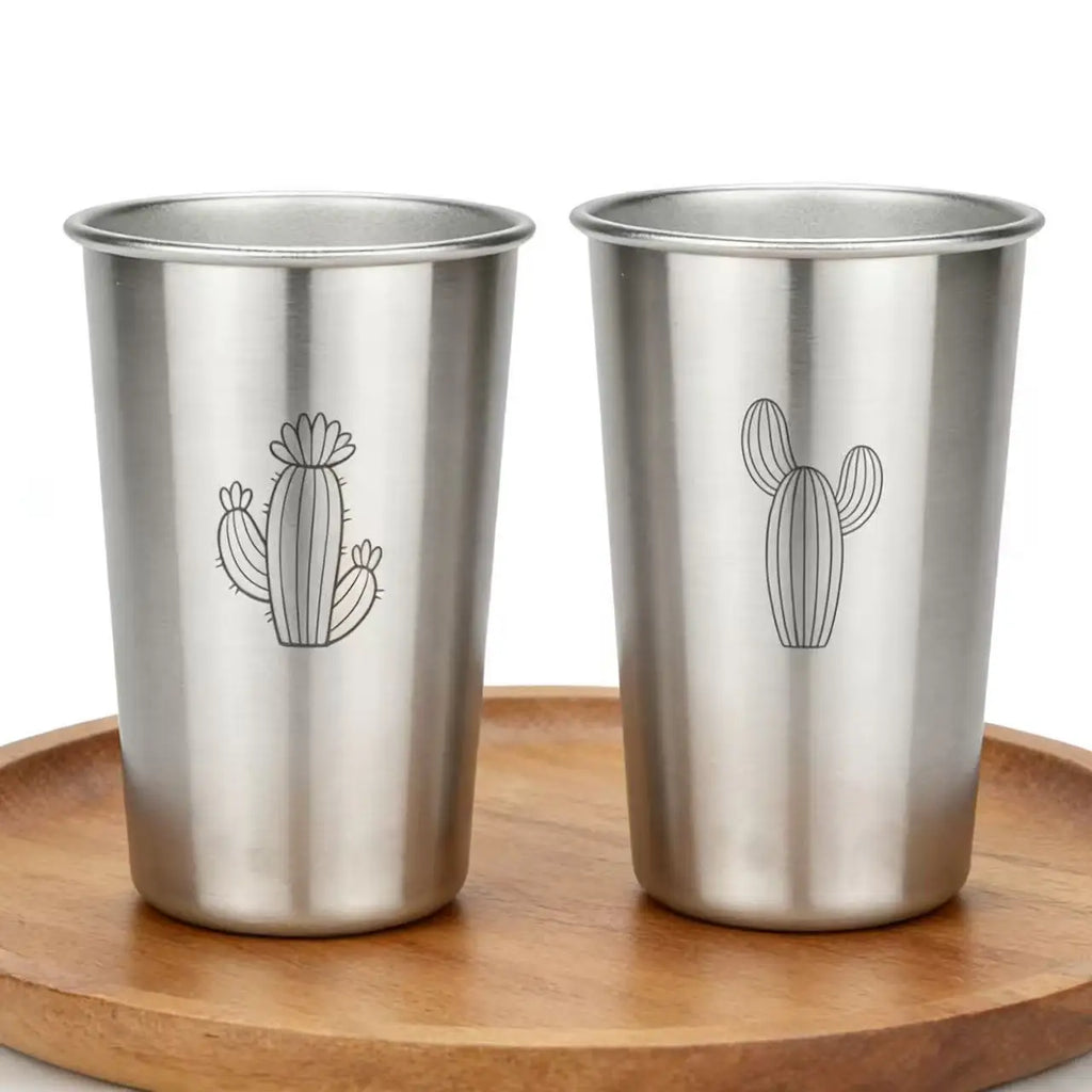 Premium Stainless Steel Cups 6 Pack Pint Cup Tumbler Metal Cups Stackable Durable Cup Chilling Beer Glasses for Travel Party