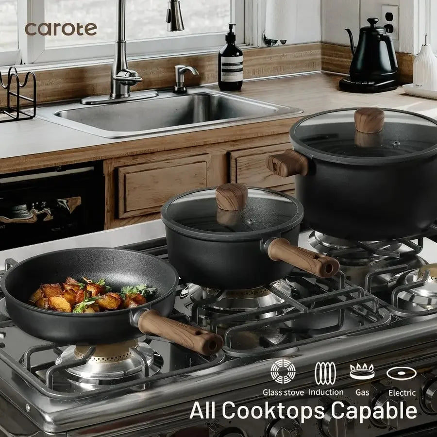 44pcs Nonstick Kitchen Titanium Cookware Sets, Nonstick Pots and Pans, Induction Cookware Set Kitchen Cooking Sets, Non Stick w