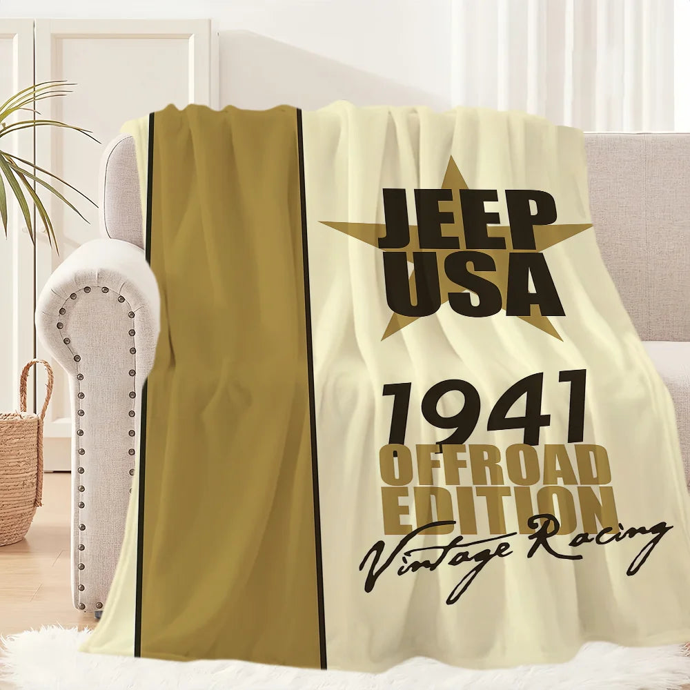 Fashion Logo Racing Cras J-Jeep Cool Blanket Plush Nap Sofa rug for Living Room Office Bedroom Birthday Home Travel Kid Gifts