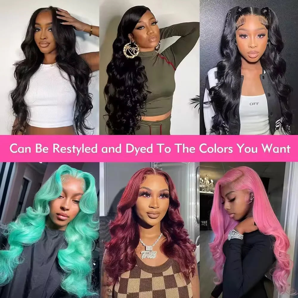 220% Density Long Body Wave 40 50 Inch 13x4 13x6 Full Frontal 360 HD Transparent Lace 5x5 Closure Human Hair Pre plucked Wigs