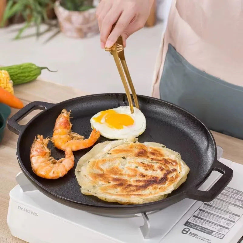 2026 Multi-Purpose Cast Iron Frying Non-Stick Skillet for Stove & Outdoor Cooking,Lightweight Round Griddle for Home Kitchen