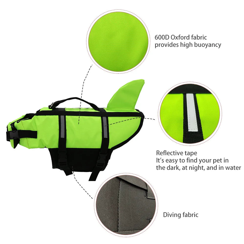 Adjustable Dog Life Jacket with Rescue Handle Sport Safety Rescue Vest Dog Clothes  Puppy Float Swimming Suit for All Pet Dogs