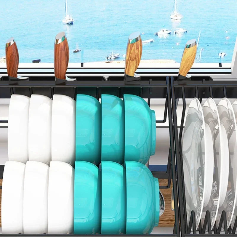 Expandable Over Sink Dish Drying Rack Snap On Design Large Stainless Steel Dish Drainer Kitchen Counter Organizer